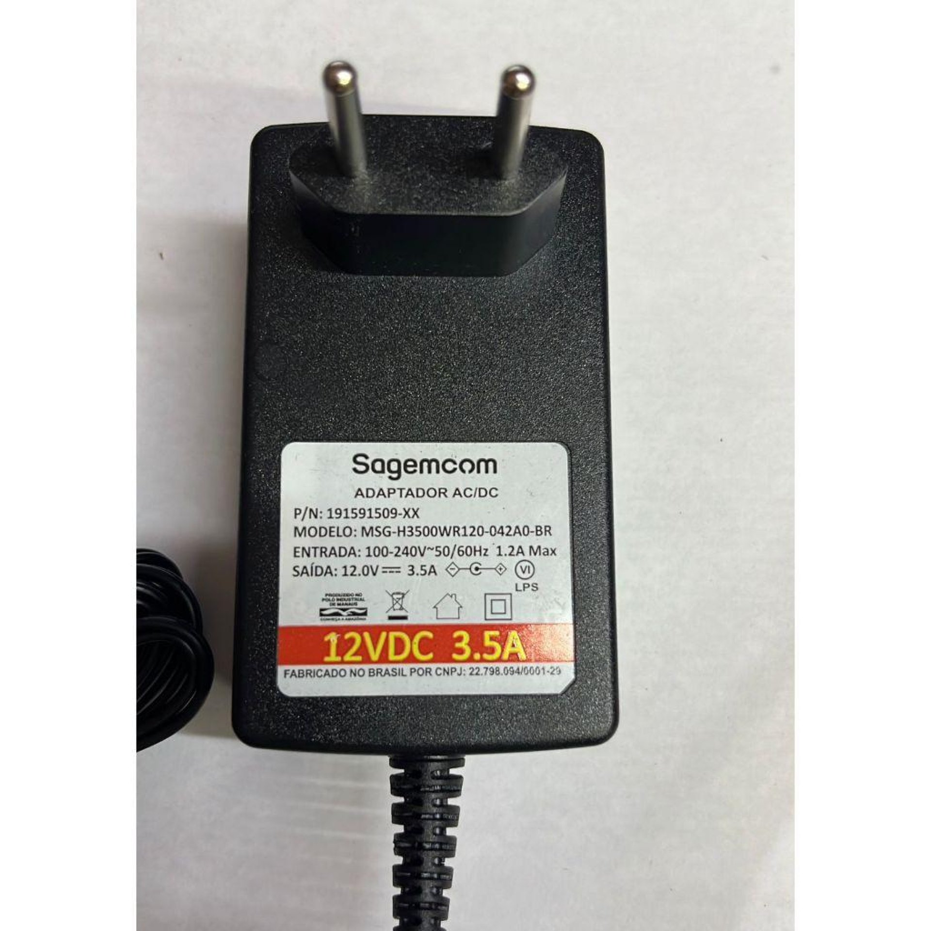 Fonte Alimentação Bivolt 12v 3,5a  Pino 5mm X 2,1mm