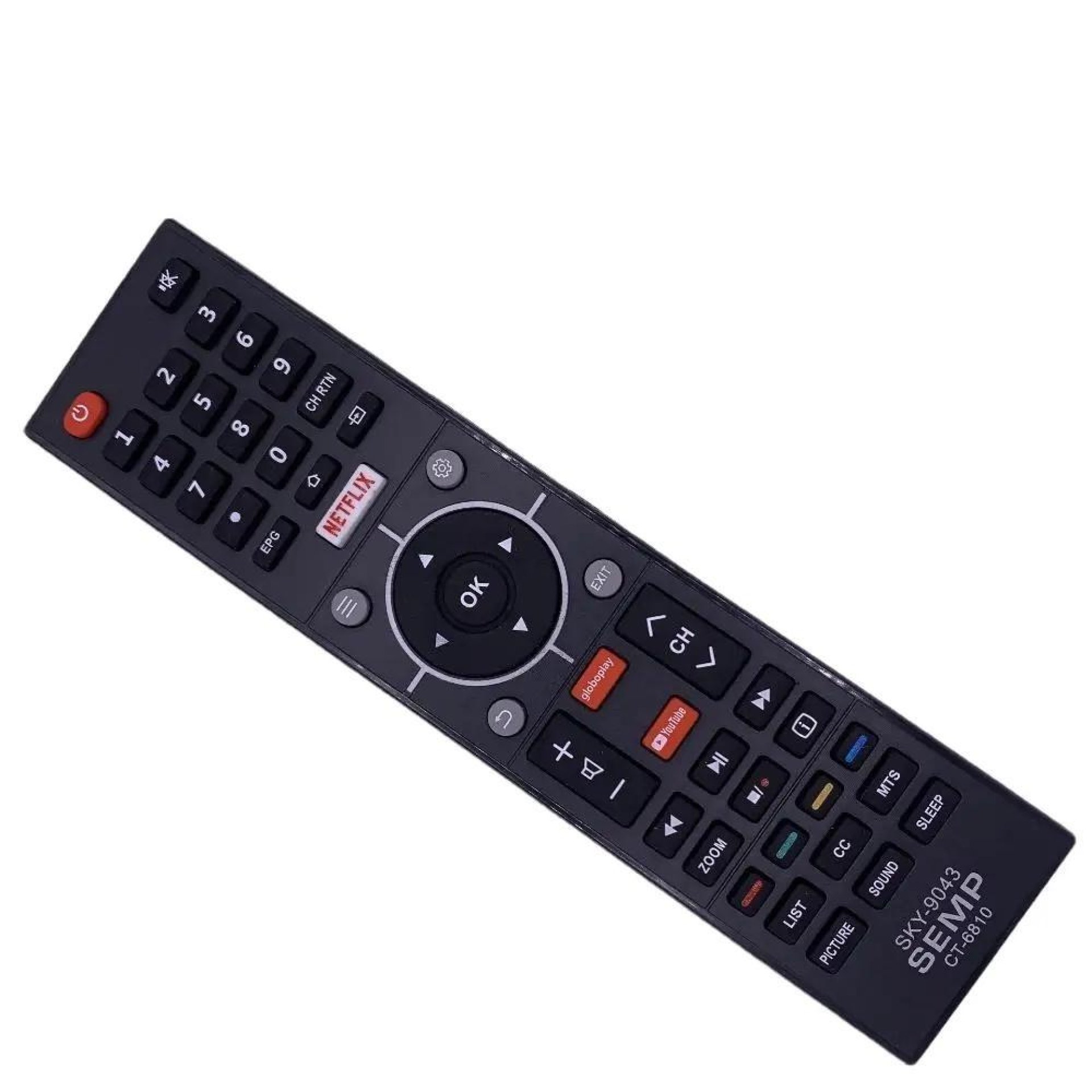 Controle Remoto Tv Semp  Netflix GloboPlay YouTube Smart 6810 9043