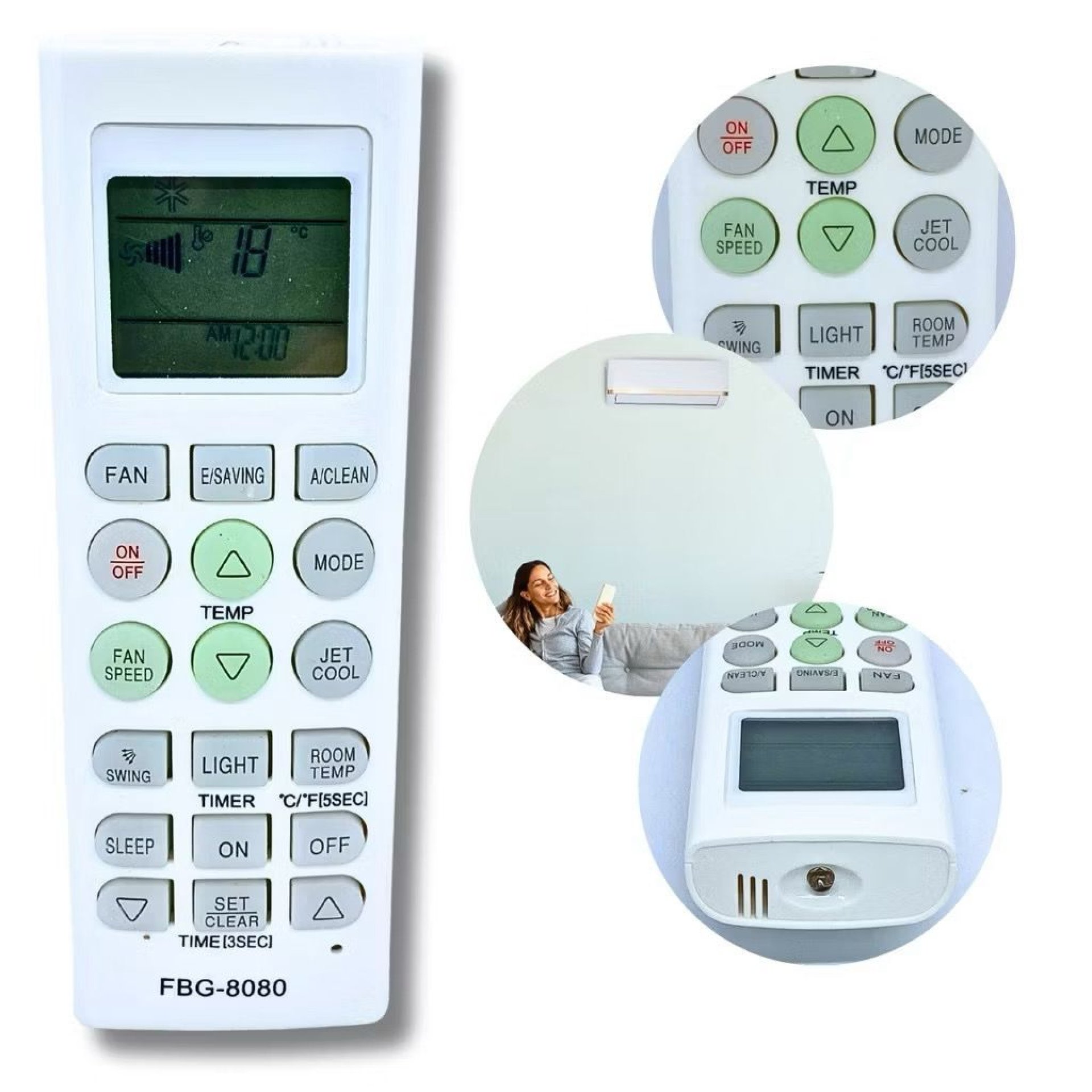Controle Remoto Compatível Com AR Condicionado LG FBG-8080 Controle de Temperatura e Velocidade de V