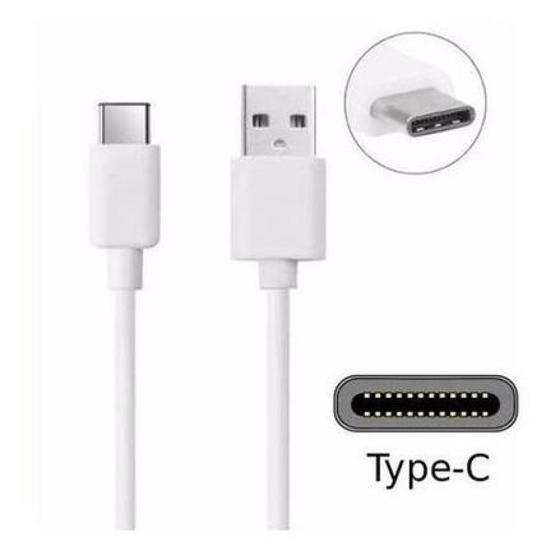 Cabo Carregador Usb Type C Para Usb Premium Branco